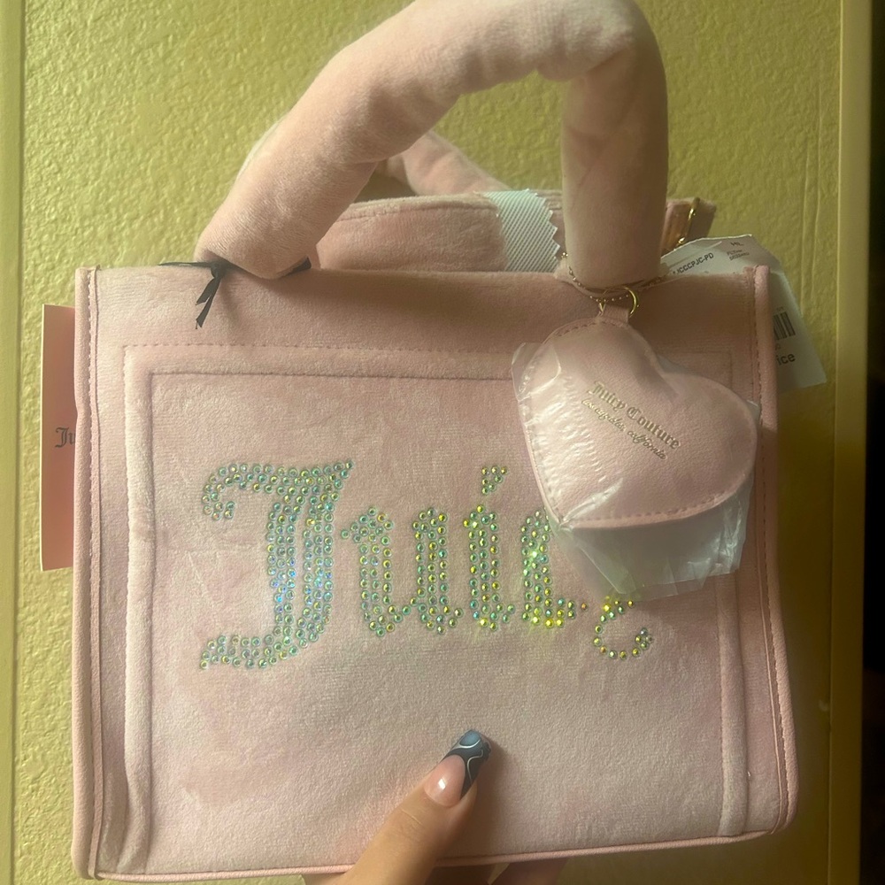 Juicy Couture pink diamond rhinestone mini big spender tote BNWT